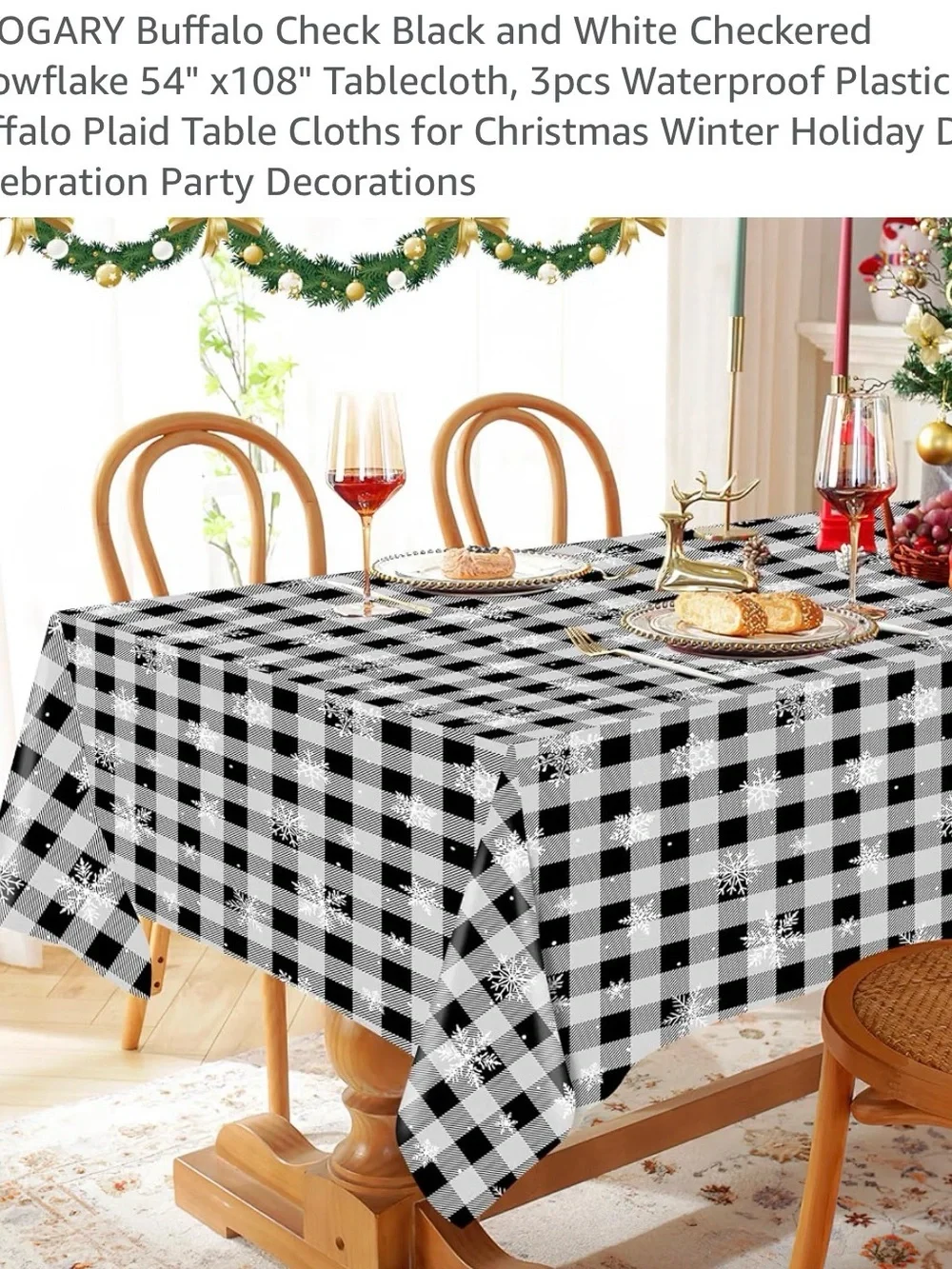 Black and White Buffalo Check Tablecloth - Home Party Supplies